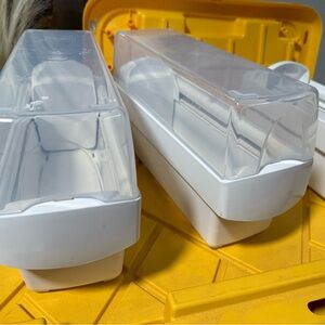2 White Storage Containers with Clear Lids First Years Breastmilk